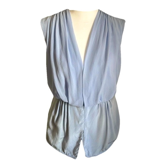 French Connection Feminine Cowl Neck Overlay Sleeveless Peplum Silk Blouse - Picture 1 of 11